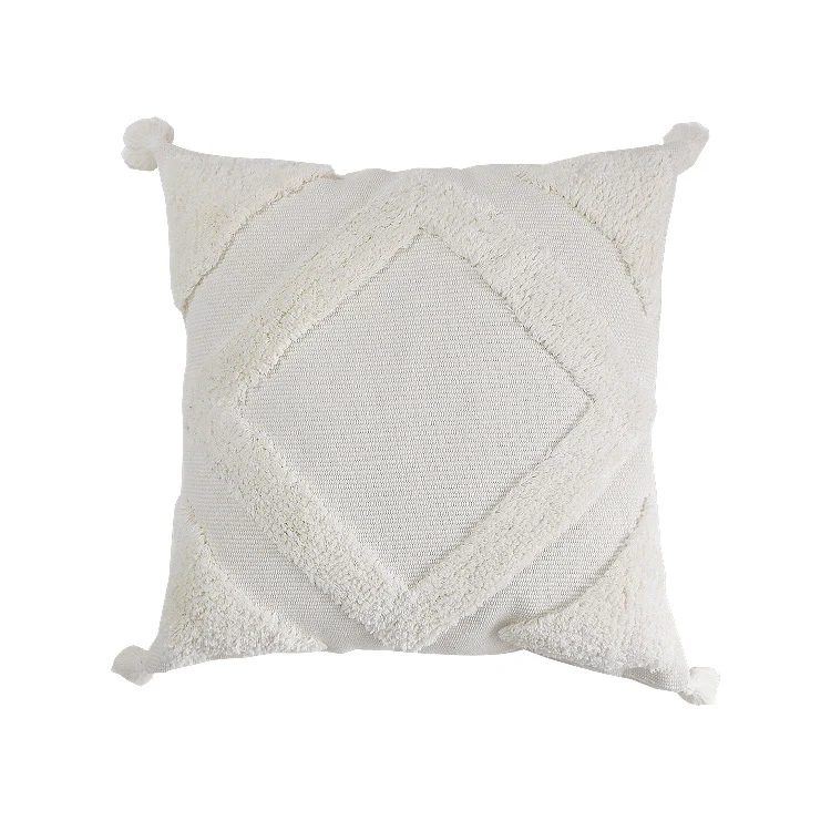 Gewebter Zierkissenbezug mit hohem Flor, Diamant-Tufting und Quasten Karnz
