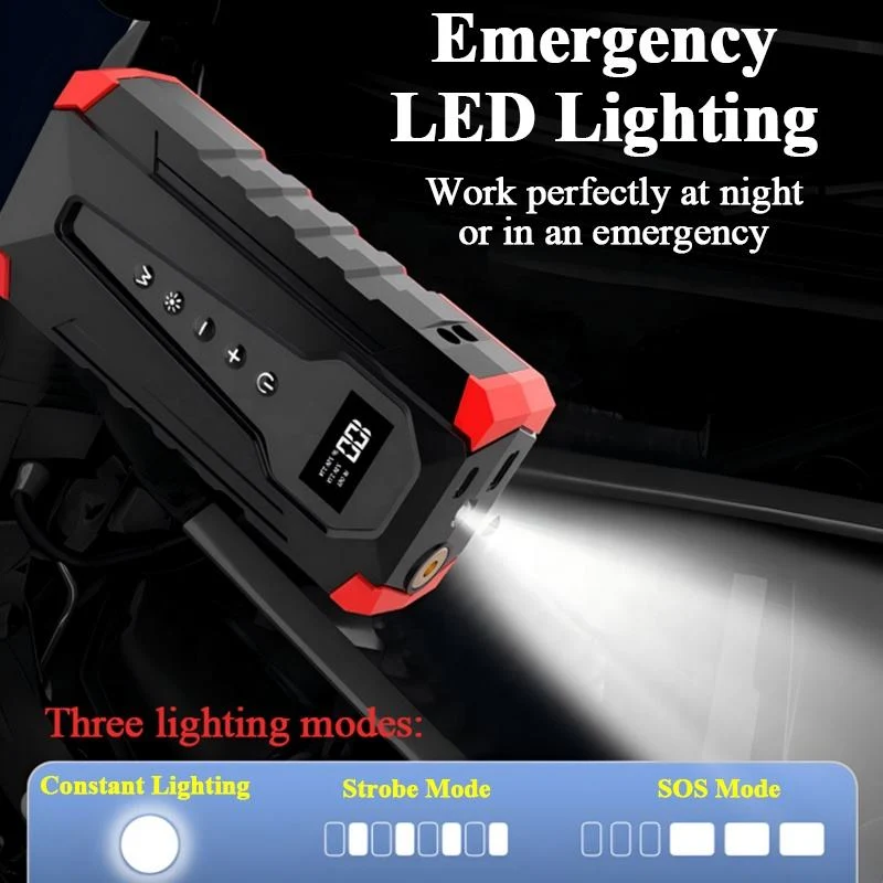 Starthilfe Powerbank mit 150PSI Kompressor, 3000A 12000mAh Jump Starter Auto Batterie Booster für 12V Benzin & Diesel, 21-Zylinder Luftpumpe, LED, USB