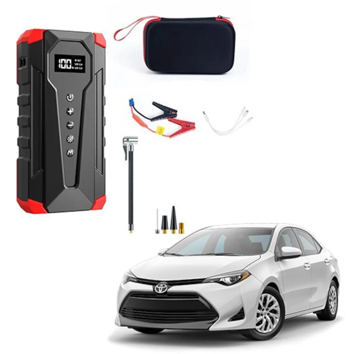 Starthilfe Powerbank mit 150PSI Kompressor, 3000A 12000mAh Jump Starter Auto Batterie Booster für 12V Benzin & Diesel, 21-Zylinder Luftpumpe, LED, USB