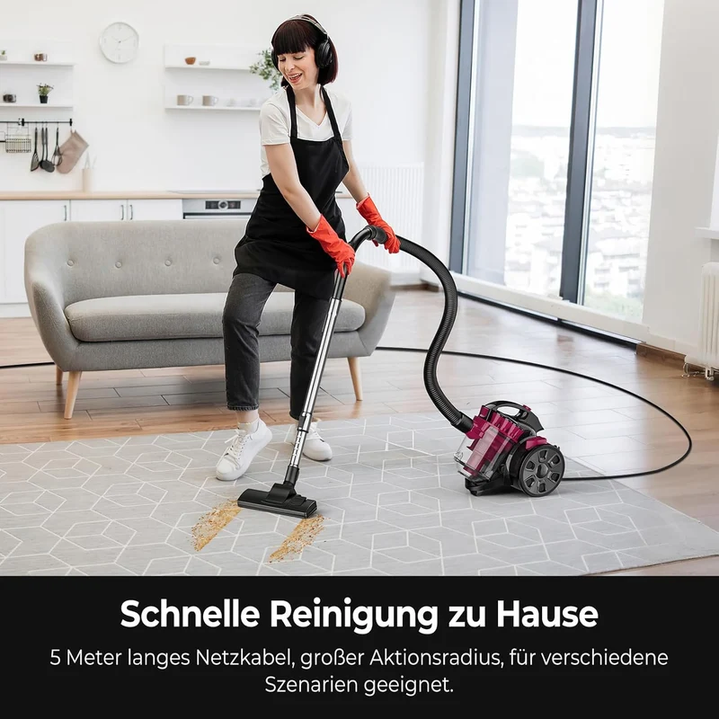 Staubsauger, beutellos, leicht 3200 Watt, 5 m langen Netzkabels, großflächige Reinigung