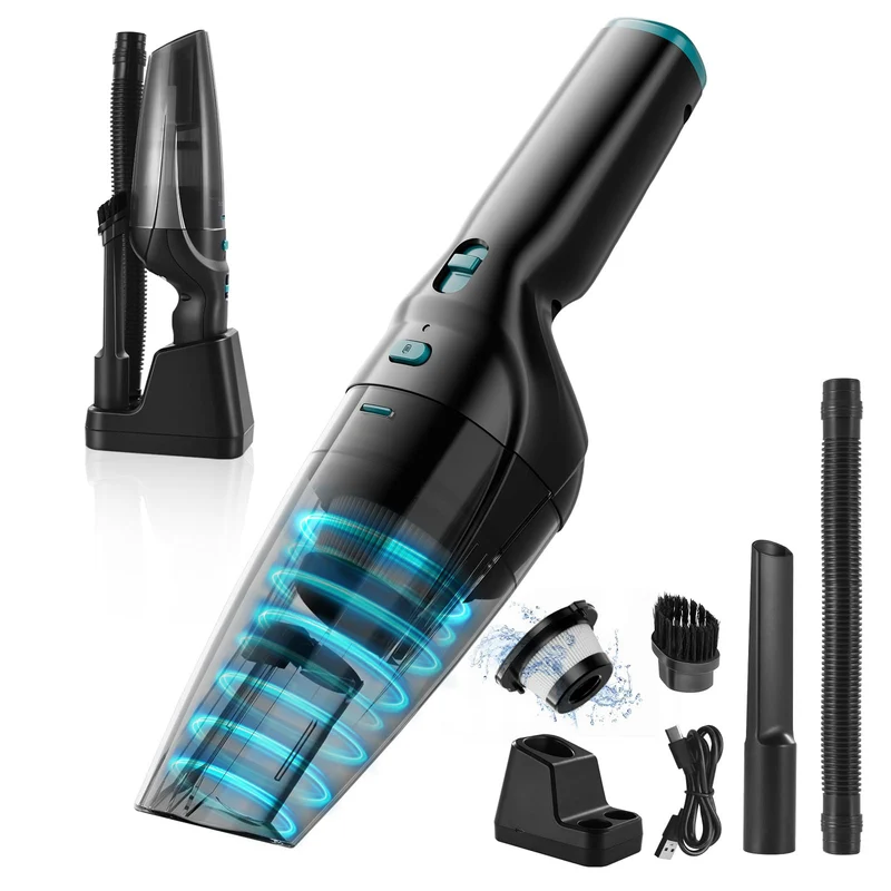Starker kabelloser Handstaubsauger, 9500Pa Saugkraft, mit Ladestation, waschbarer HEPA-Filter, für Auto, Haus, Tierhaare