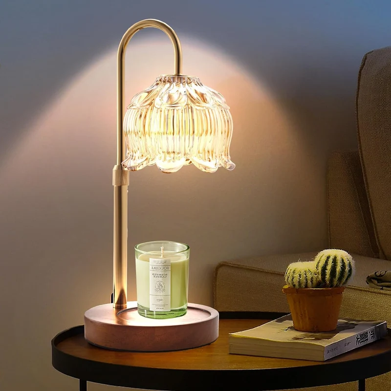 Kerzenwärmer lampe, Kerzenwärmer mit Dimmer & Timer, Kerzenwärmerlampe für Duftkerzen Glaskerzen, Flammenlos Elektrische Kerzenlampe mit 2 Glühbirnen