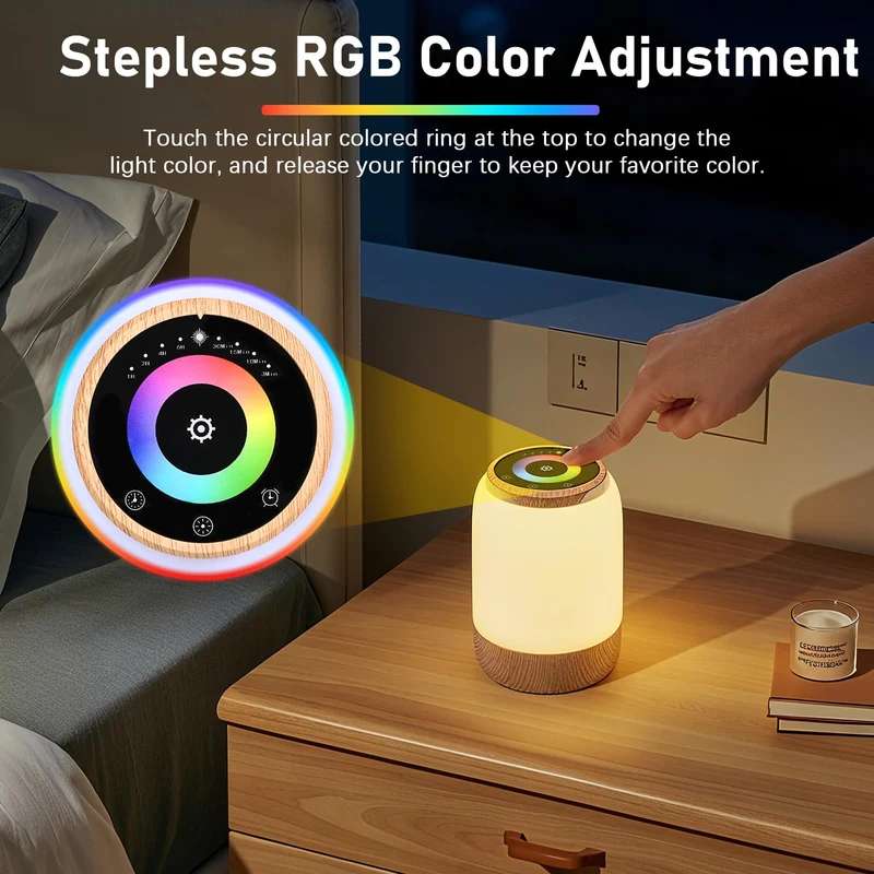 Nachtlichter, Nachttischlampe, Nachtlicht, Touch-Bedienung, dimmbar, 7 Farben, 4 Modi, USB-aufladbar, Timer, Countdown-Funktion, LED-Tischleuchte