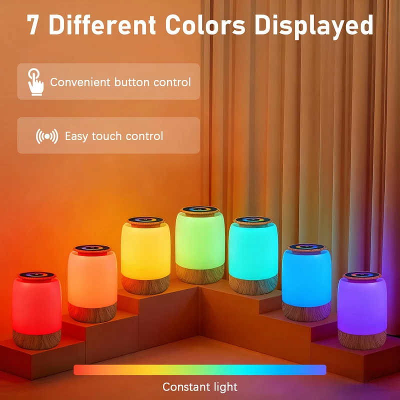 Nachtlichter, Nachttischlampe, Nachtlicht, Touch-Bedienung, dimmbar, 7 Farben, 4 Modi, USB-aufladbar, Timer, Countdown-Funktion, LED-Tischleuchte