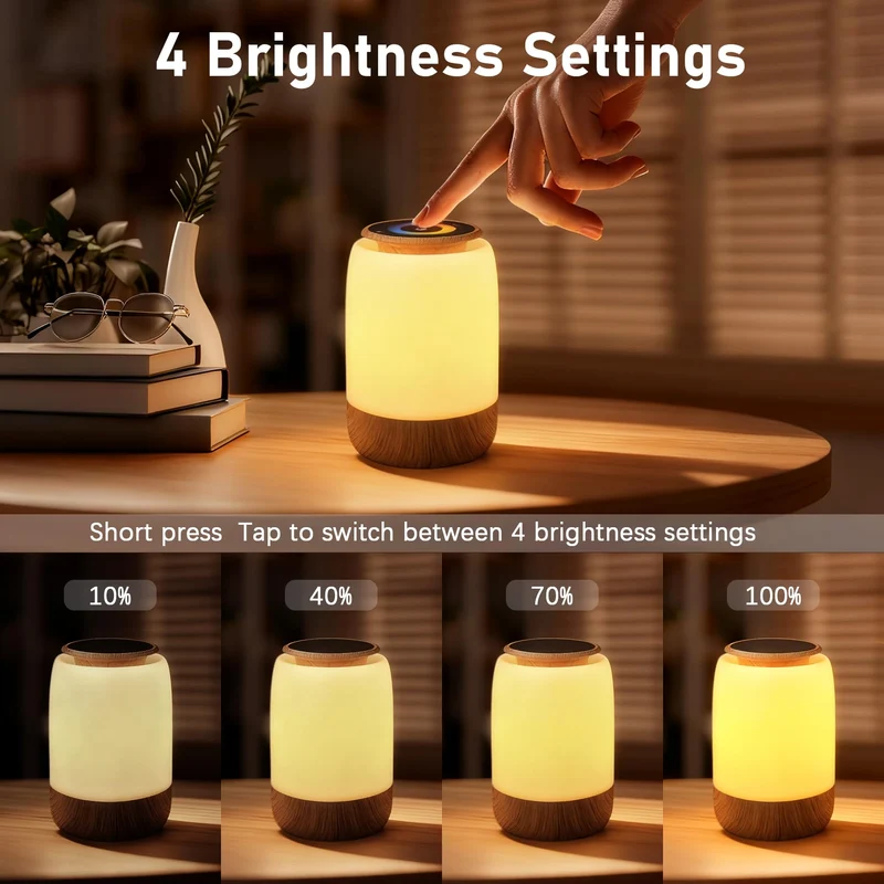 Nachtlichter, Nachttischlampe, Nachtlicht, Touch-Bedienung, dimmbar, 7 Farben, 4 Modi, USB-aufladbar, Timer, Countdown-Funktion, LED-Tischleuchte