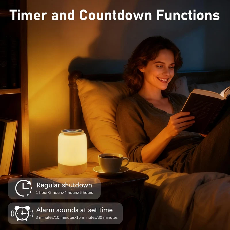 Nachtlichter, Nachttischlampe, Nachtlicht, Touch-Bedienung, dimmbar, 7 Farben, 4 Modi, USB-aufladbar, Timer, Countdown-Funktion, LED-Tischleuchte