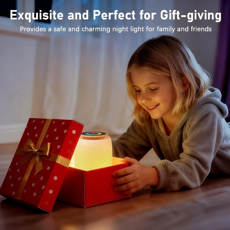 Nachtlichter, Nachttischlampe, Nachtlicht, Touch-Bedienung, dimmbar, 7 Farben, 4 Modi, USB-aufladbar, Timer, Countdown-Funktion, LED-Tischleuchte