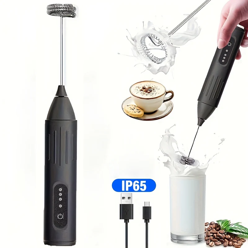Milchaufschäumer Stab - elektrisch mit 3 Modi, 11000RPM, USB Wiederaufladbar, geräuscharmer Mixer, Milch Frother für Cappuccino, Latte,Mokka,Macchiato