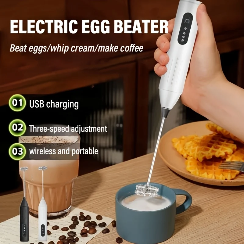 Milchaufschäumer Stab - elektrisch mit 3 Modi, 11000RPM, USB Wiederaufladbar, geräuscharmer Mixer, Milch Frother für Cappuccino, Latte,Mokka,Macchiato
