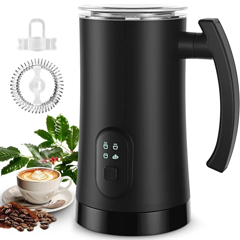 Milchaufschäumer, 400W Elektrischer Milchschäumer, 4-in-1 Milchschäumer und Warmer, 350ml Heizkapazität & 160ml Schaumkapazität, Edelstahl Innen