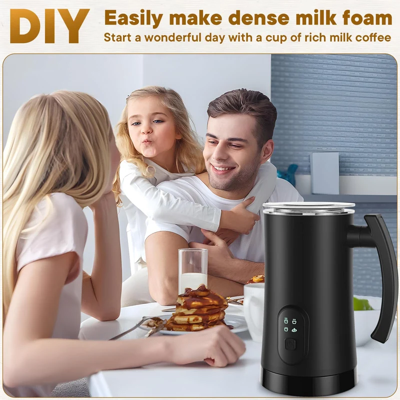 Milchaufschäumer, 400W Elektrischer Milchschäumer, 4-in-1 Milchschäumer und Warmer, 350ml Heizkapazität & 160ml Schaumkapazität, Edelstahl Innen