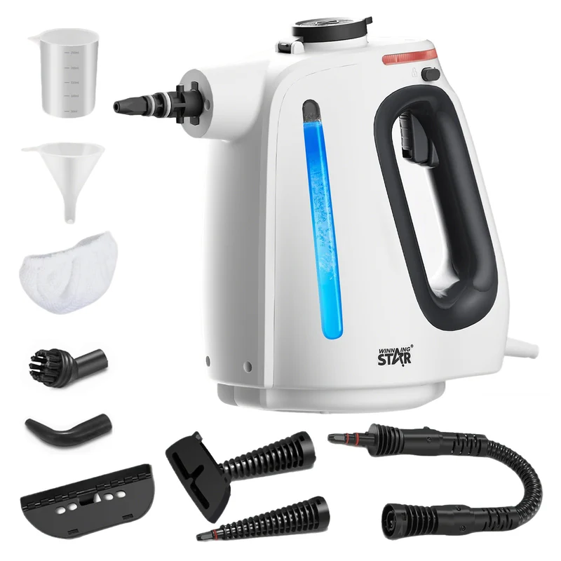 Dampfreiniger, 1350W Handheld Dampfreiniger, 20 Sek. Aufheizzeit Dampfreiniger, 500ml Wassertank, Multifunktional Dampfreiniger mit 9 Zubehör