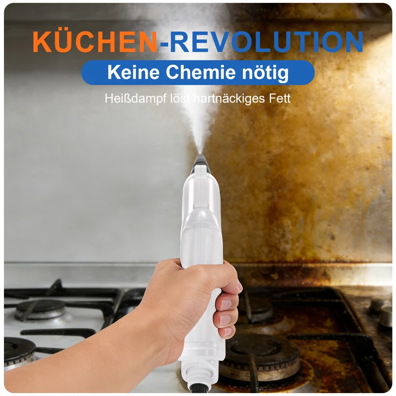Dampfreiniger 1500W, 15S Aufheizung, 4 Einstellungen(110-140°C ), 4 BAR, 1550ml Wassertank & 50 Min Laufzeit, Schnellaufheiz Handdampfreiniger