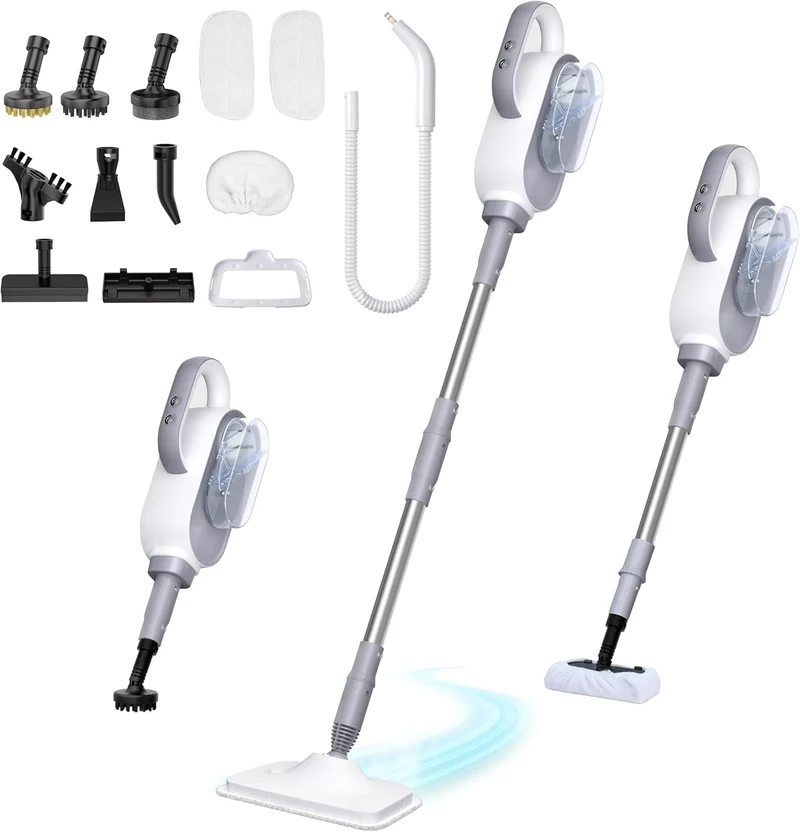 Dampfreiniger, Handheld Dampfreiniger, 13-in-1 Dampfmop, 500ML Wassertank, 7M Kabel, für Böden, Fliesen, Fenster, Teppiche, Möbel