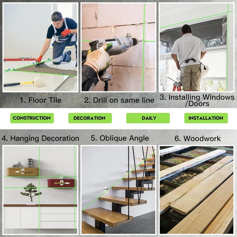 Kreuzlinienlaser profi 4D Laser Level 16 Lines, Grünes 360º Rotationslaser, Selbstnivellierend, Neigungsmodus & zwei Batterien, für Bau & Heimwerken