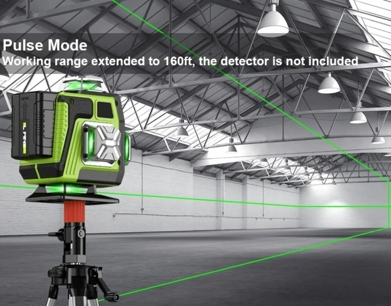 Kreuzlinienlaser profi 4D Laser Level 16 Lines, Grünes 360º Rotationslaser, Selbstnivellierend, Neigungsmodus & zwei Batterien, für Bau & Heimwerken