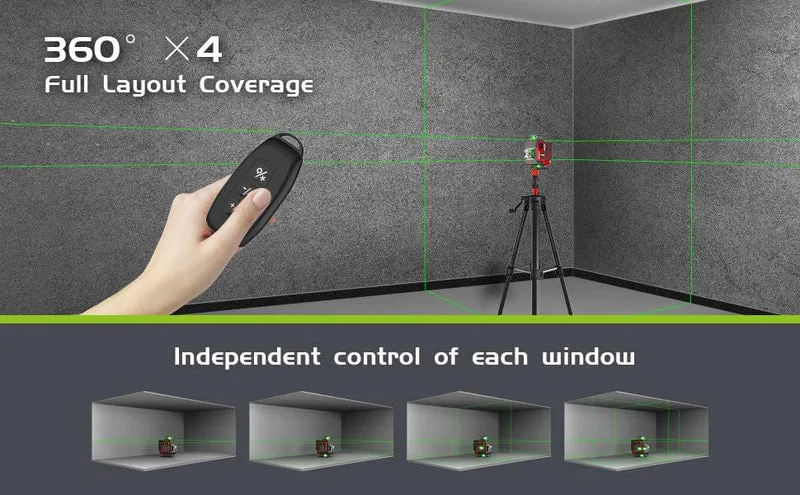 Kreuzlinienlaser profi 4D Laser Level mit Stativ, 360° Laser Wasserwaage Grün, mit Tilt-Funktion & 2 Akkus, Digitales Nivelliergerät für Innen & Außen