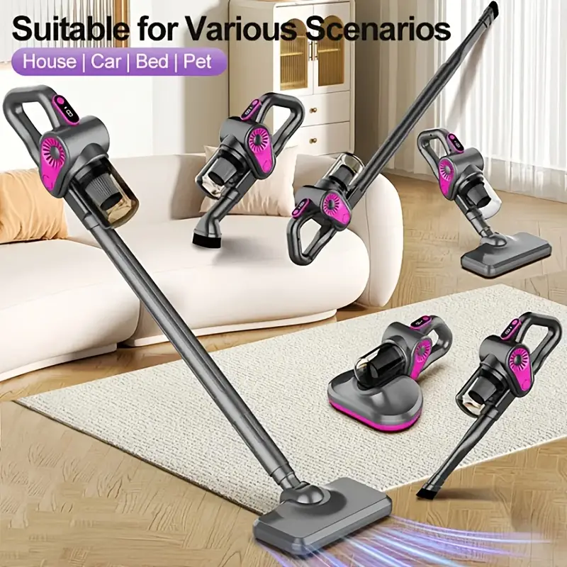 45000Pa Handstaubsauger, Milbensauger, 4 in 1 Staubsauger Kabellos, UV-C Licht, entfernt 99 % Milben, Akku Staubsauger, Anti-Milben Staubsauger
