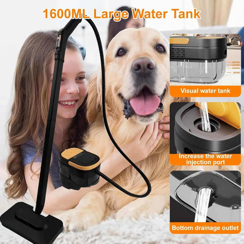 2500W Dampfreiniger mit Lenkrollen, 3-stufig verstellbarer, 10S Aufheizzeit, 4 bar Dampfdruck 1.6L Tank, tragbarer dampfreiniger handdampfreiniger