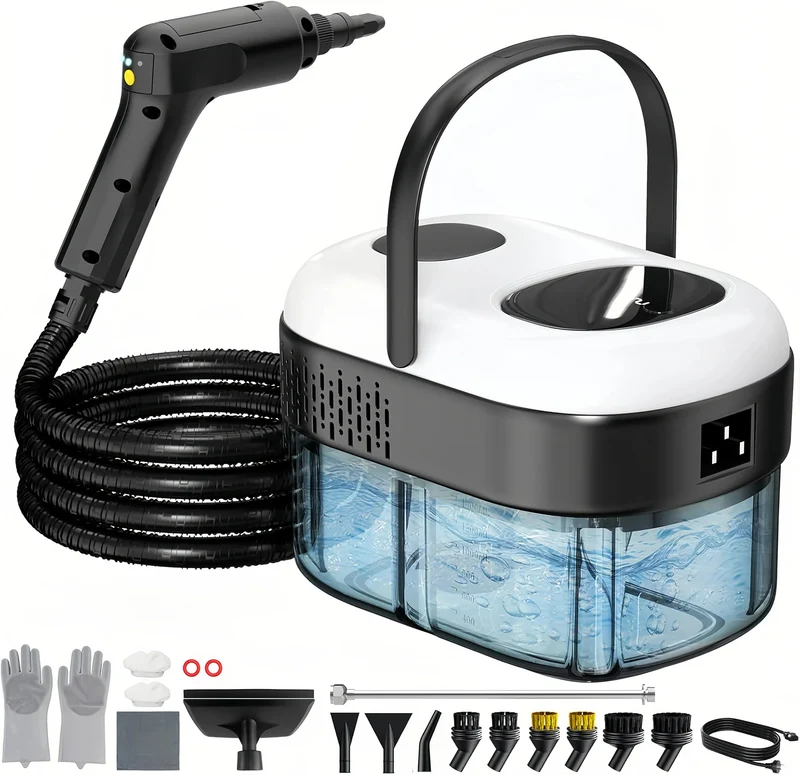 3 Gängen und 18 Zubehörsätze 10-Sekunden-Schnellaufheizung und 1400ML Tank 1500W 3 bar Dampfreiniger mit 1.5m langem Netzkabel Polstermöbelreiniger