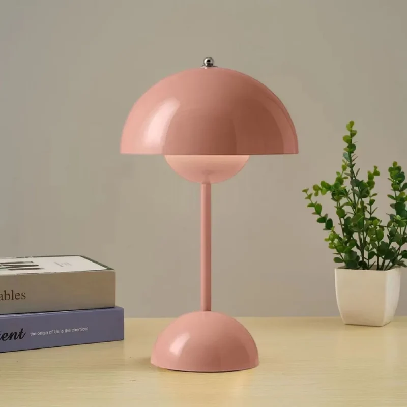 Kabellos Nachttischlampen,LED Tischlampe,Touch Dimmbare kuppelförmige Tischleuchte,3 Lichtfarben Pilzlampe,Schreibtischlampe,Dekotischlampe,Rot