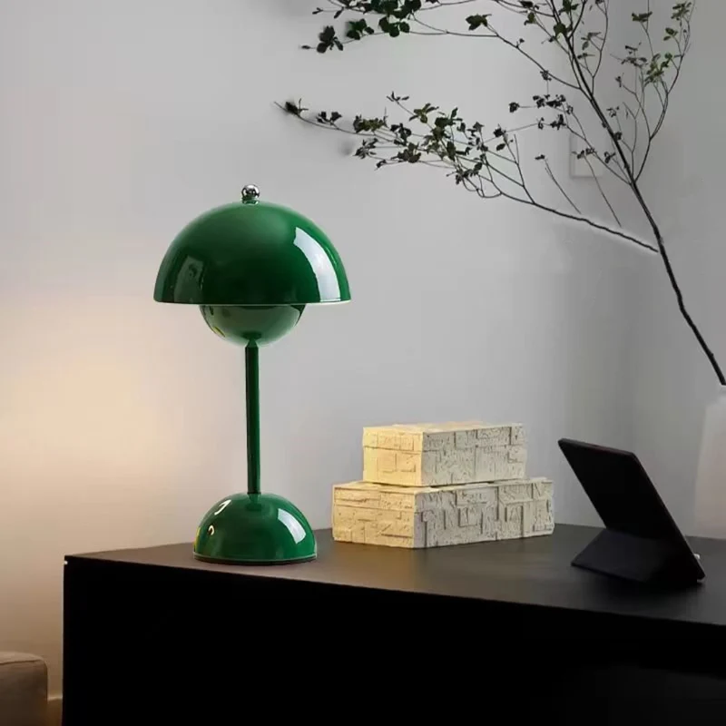 Kabellos Nachttischlampen,LED Tischlampe,Touch Dimmbare kuppelförmige Tischleuchte,3 Lichtfarben Pilzlampe,Schreibtischlampe,Dekotischlampe,Rot