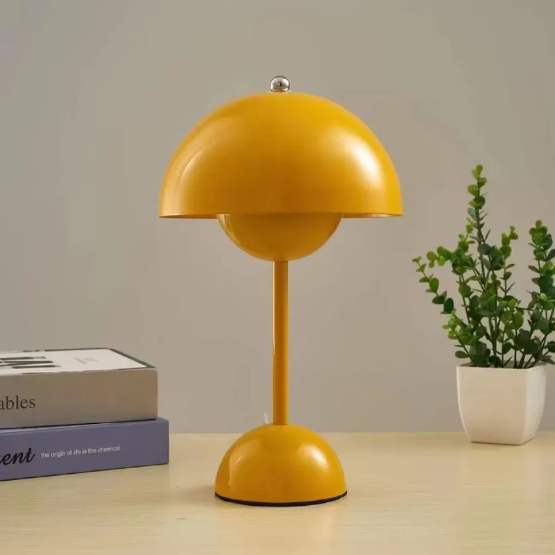 Kabellos Nachttischlampen,LED Tischlampe,Touch Dimmbare kuppelförmige Tischleuchte,3 Lichtfarben Pilzlampe,Schreibtischlampe,Dekotischlampe,Rot