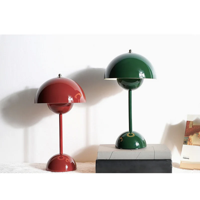 Kabellos Nachttischlampen,LED Tischlampe,Touch Dimmbare kuppelförmige Tischleuchte,3 Lichtfarben Pilzlampe,Schreibtischlampe,Dekotischlampe,Rot