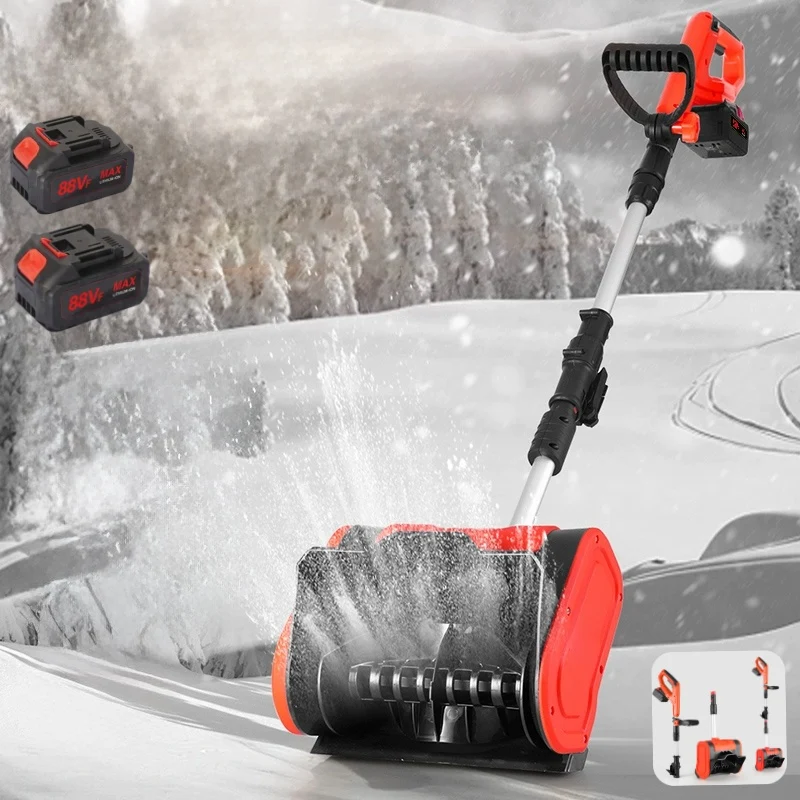 Akku-Schneefräse,Akku-Schneeschaufel,24V mit 2 Batterie,schnurlose Schneefräse,Teleskop-Stiel & Zusatzhandgriff,Faltbares