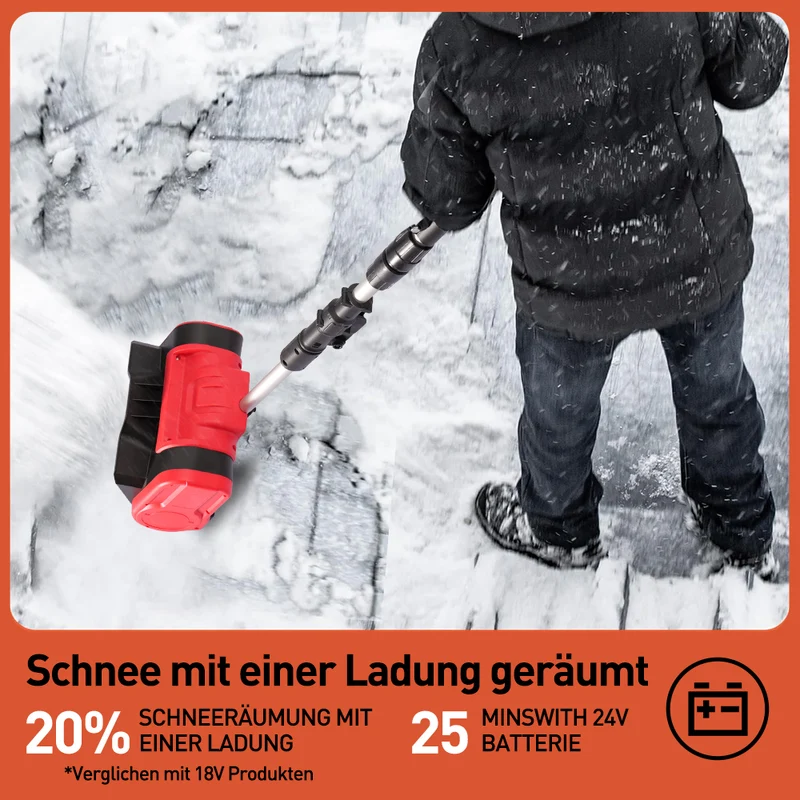 Akku-Schneefräse,Akku-Schneeschaufel,24V mit 2 Batterie,schnurlose Schneefräse,Teleskop-Stiel & Zusatzhandgriff,Faltbares