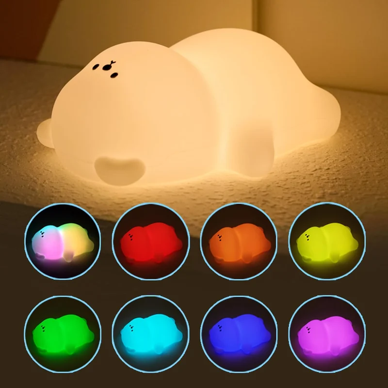 LED Nachtlicht Silikon Birne Touch Nachtlampe USB-Aufladbar mit Timer,7 Farbe dimmbar, Schlaflicht Kinderzimmer tragbare Schlafhilfe Stilllicht,Gesche