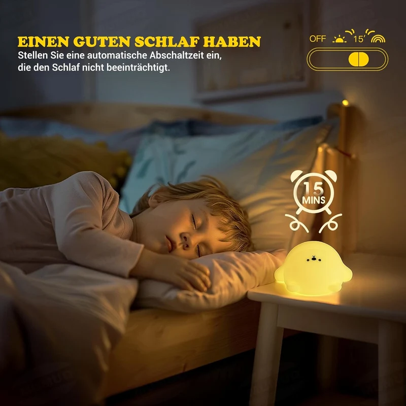 LED Nachtlicht Silikon Birne Touch Nachtlampe USB-Aufladbar mit Timer,7 Farbe dimmbar, Schlaflicht Kinderzimmer tragbare Schlafhilfe Stilllicht,Gesche