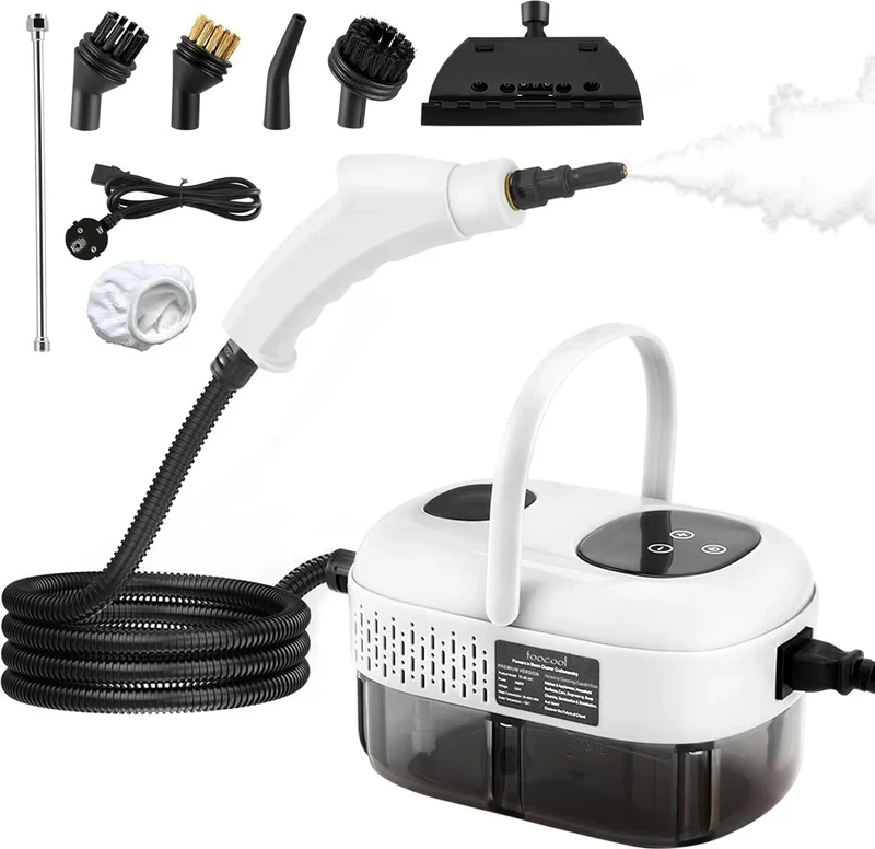 Dampfreiniger, 2500 W Handdampfreiniger zum Entfernen von Schmutz und Fett, tragbarer Dampfdruck mit 3 Bürstenköpfen für Küchenmöbel, Badezimmer, Auto