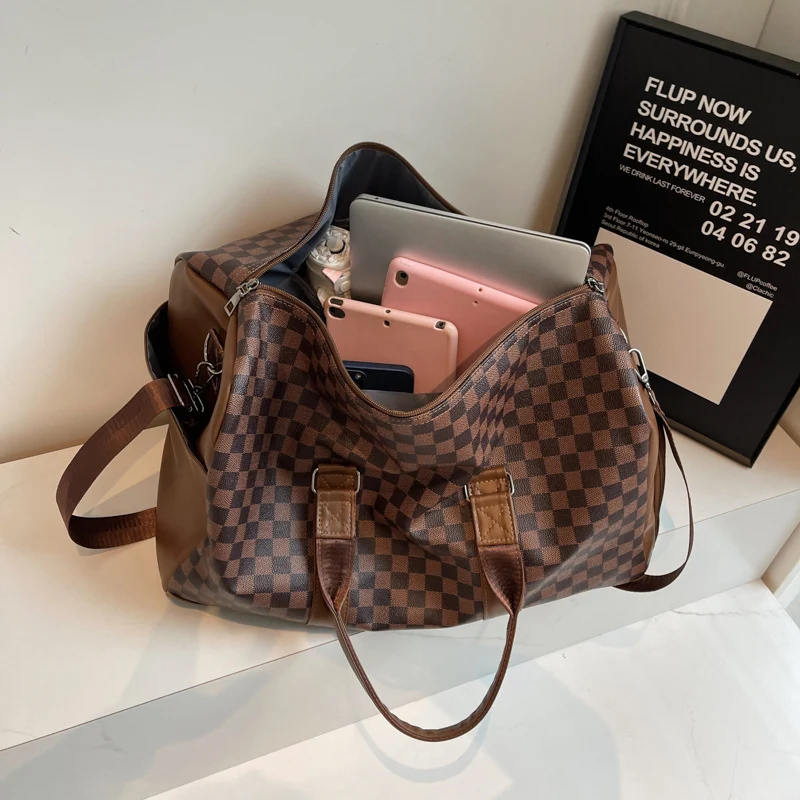 Elegante Schachbrett Reise Duffle Tasche Karnz