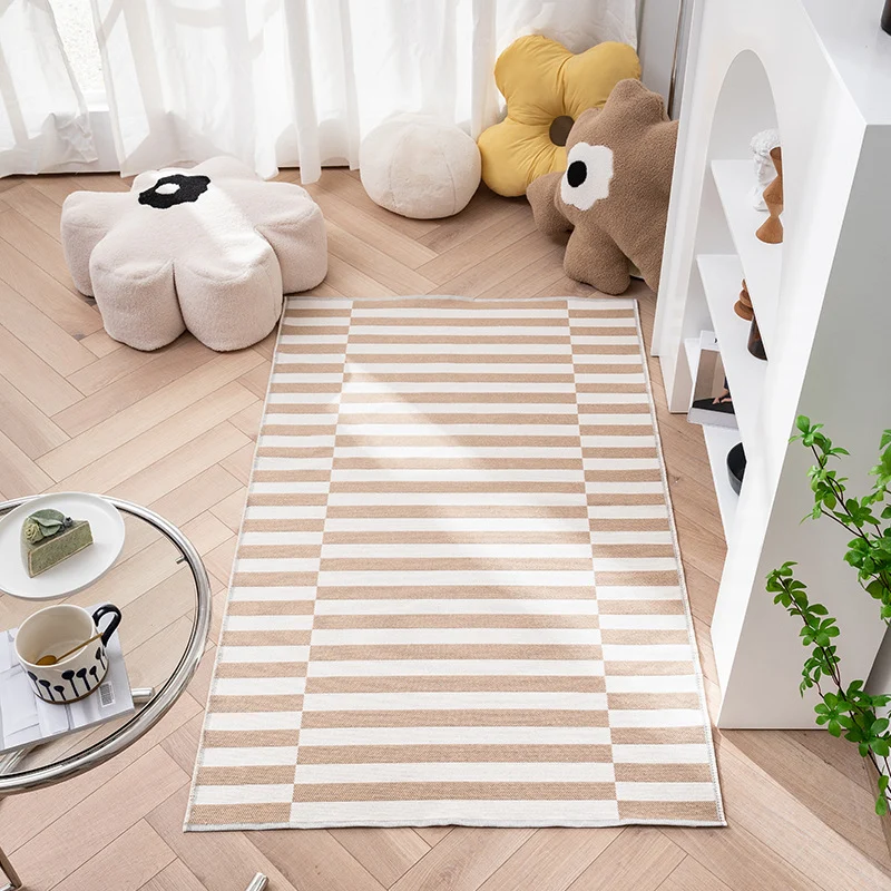 Flachgewebter Wohnzimmer-Teppichläufer mit geometrischem Halbkreis-Design und PVC-Anti-Rutsch Karnz