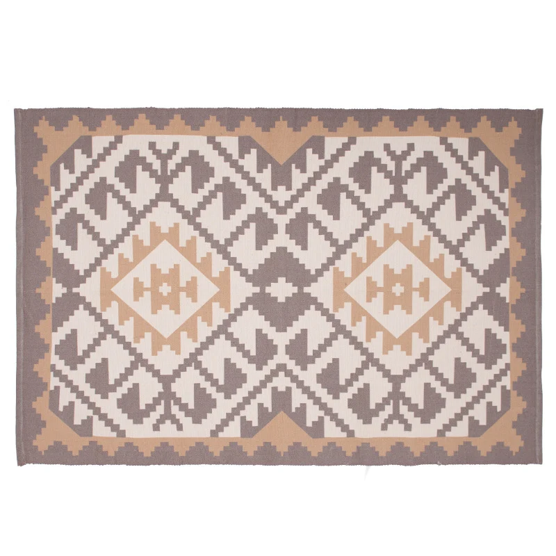 Flachgewebter Rechteck-Teppich für Wohn- und Eingangsbereich mit Quatrefoil‑Muster Karnz