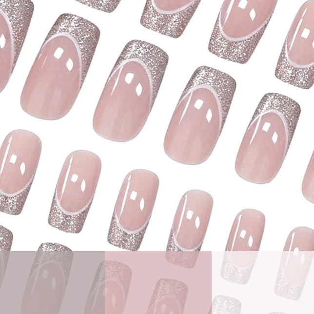 Glamouröses French Tip Glitter Nagelkunst Karnz