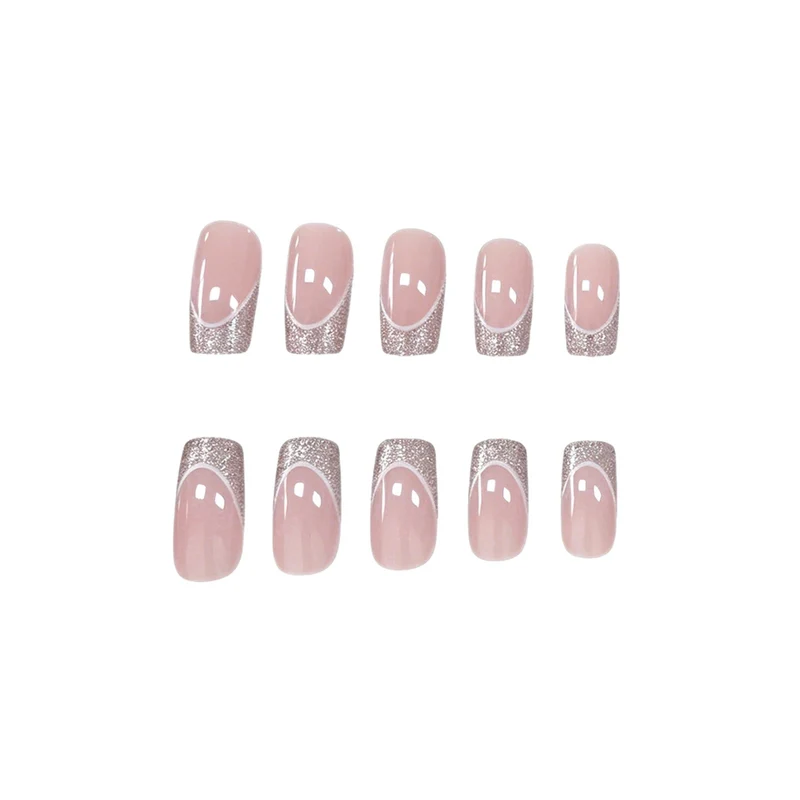 Glamouröses French Tip Glitter Nagelkunst Karnz