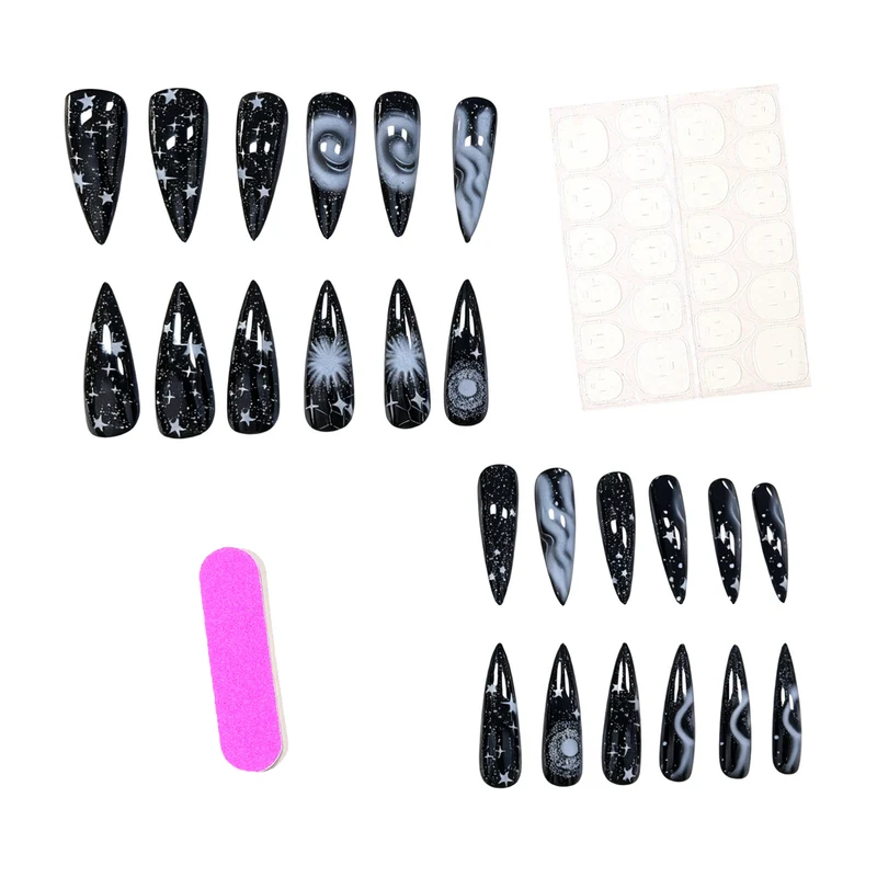 Galaxy-inspiriertes Press-On-Nagelset Karnz