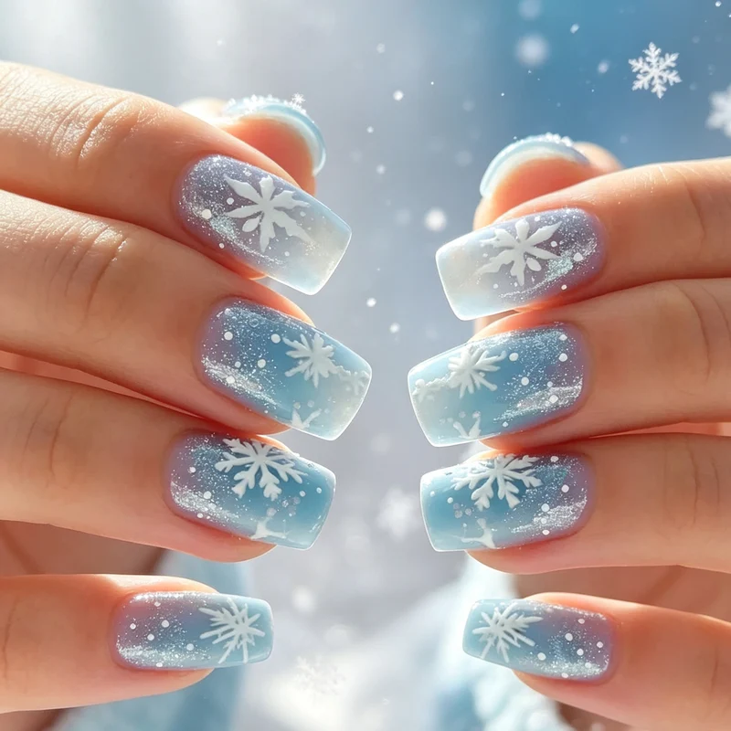 Frosted Snowflake Gel Nail Art Set Karnz