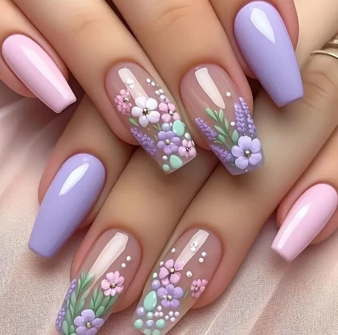 Blumenmuster Acryl-Nagelkunstverzierungen Karnz