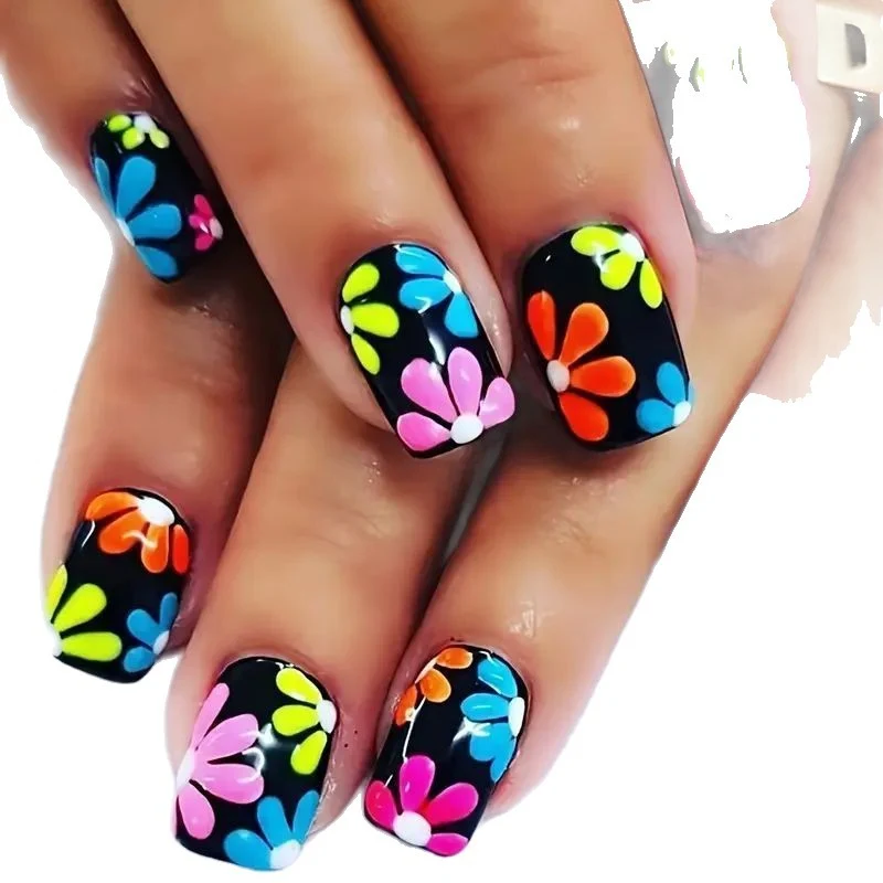 Blumen Thema Acryl Nagelkunst Karnz