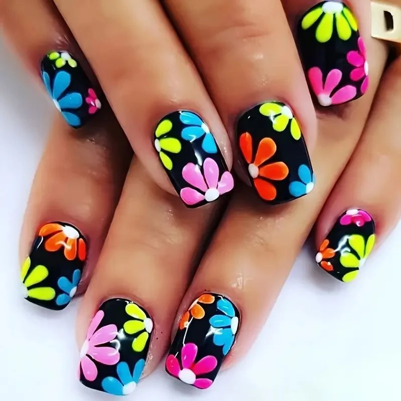 Blumen Thema Acryl Nagelkunst Karnz