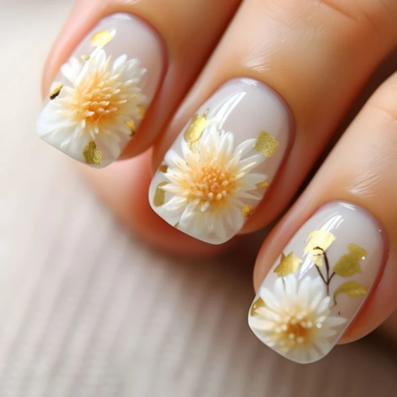 Blumen Thema Acryl Nagelkunst Karnz