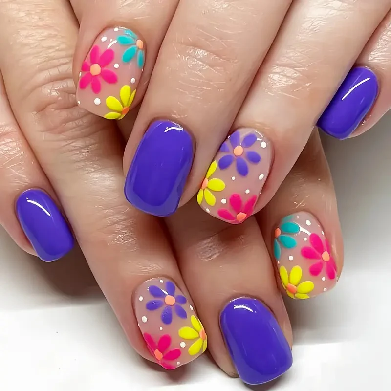 Blumen Thema Acryl Nagelkunst Karnz