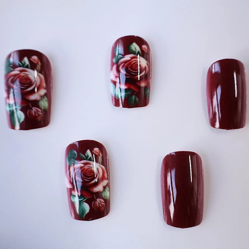 Floral Rose Acryl Nagelkunst Karnz