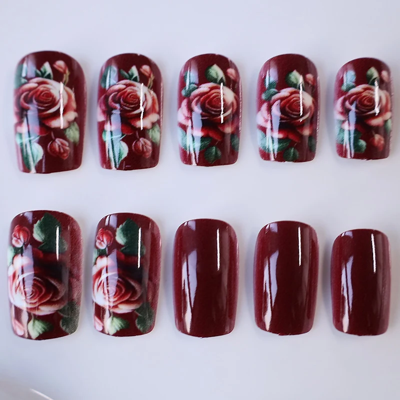 Floral Rose Acryl Nagelkunst Karnz