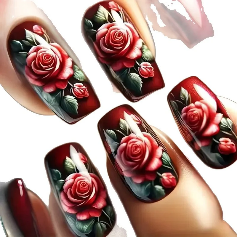 Floral Rose Acryl Nagelkunst Karnz