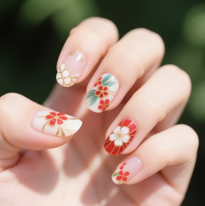 Blumenmuster Nagelkunst Karnz