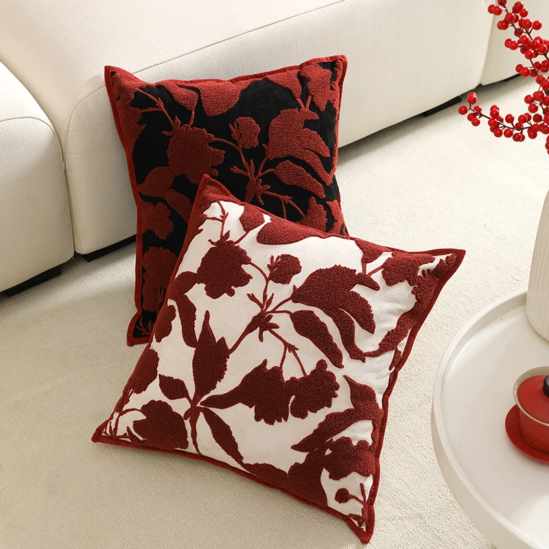 Dekorativer Kissenbezug mit floraler Chenille-Tufting und Samtstruktur Karnz